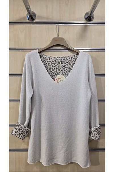 Park Moda Pulover cu textura moale cu model leopard în interior