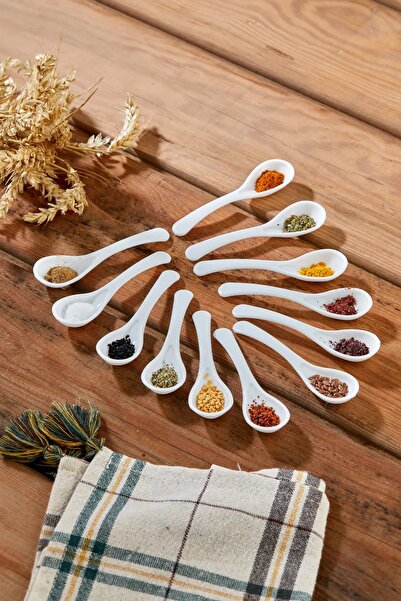 Qerhome Set of 6 Porcelain White Jam, Honey and Spice Spoons