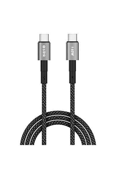 S-LINK Armor MCC-01 60W 1m Type-C to Type-C PD Örgülü Metal Başlıklı Siyah Hı...