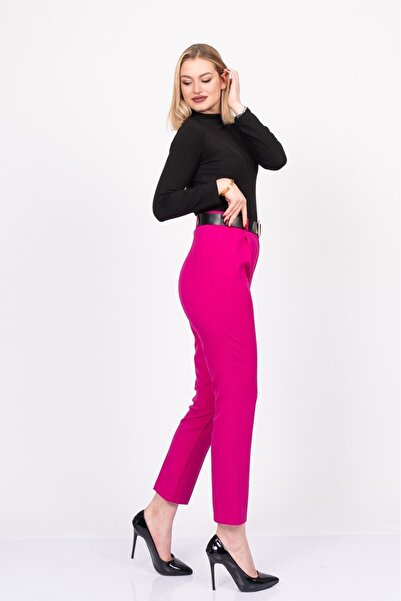 MissVina Pantaloni din țesătură talie înaltă cu centură 1047