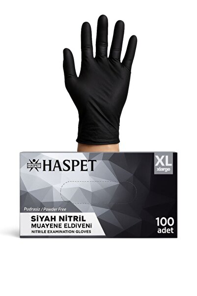 Medicalx Haspet Siyah Nitril Muayene Eldiveni 100’lük Kutu - Xlarge