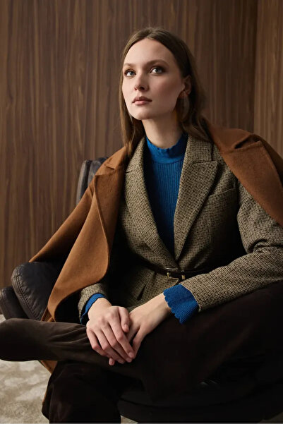 Gusto Bluză din tricot din raion cu guler cu nasturi - Albastru