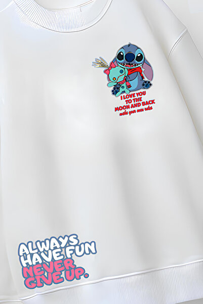 Belya Kids Wear Φούτερ με σχέδιο Stıt2 από βαμβακερό ύφασμα oversized κλωστών για κορίτσια