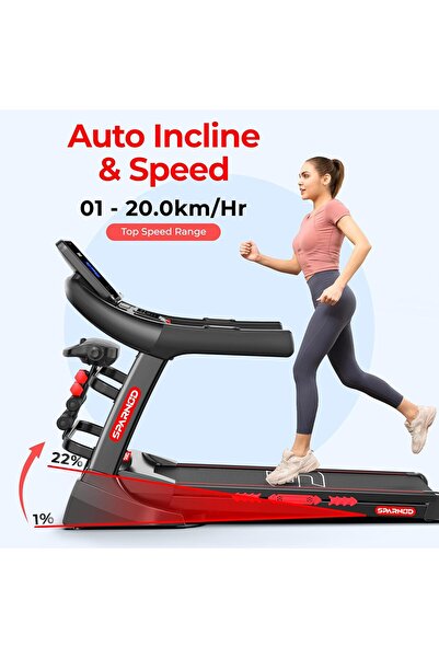 Sparnod Fitness STH-5720 Treadmill 7HP Peak Motor,Auto Incline 22%, Foldable RunningMachine for Home