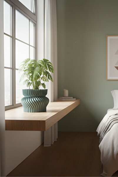 OEM Sculptural decorative flower pot – Flow Motion design, Arctic Blue color