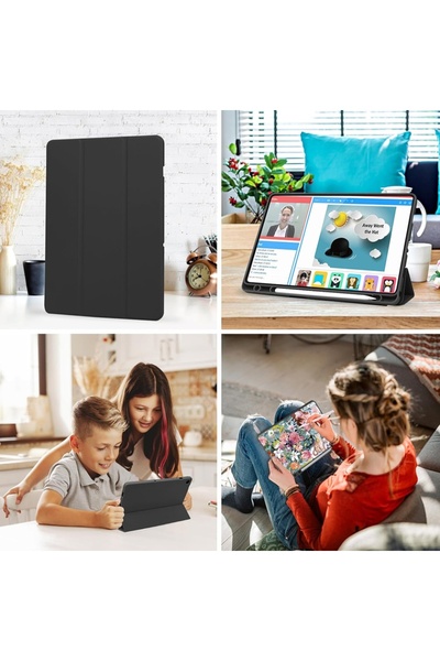 SKYDDAR INNOVATION Husă pentru tabletă Samsung Galaxy Tab A9 Plus, suport pentru creion, pliere flexibilă, set de autocolante, verde închis