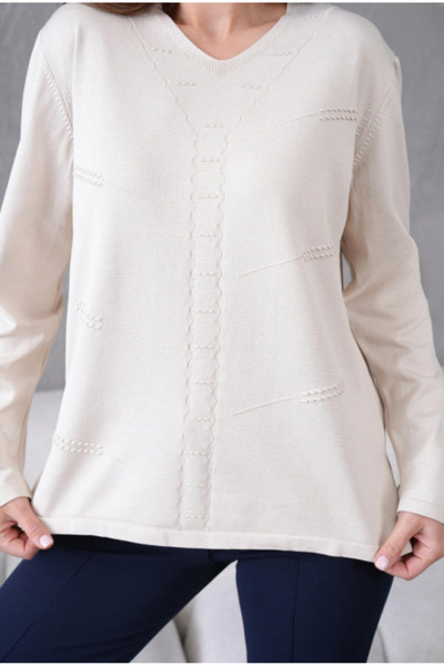 Stilmony Women's Soft Textured V-Neck Knit Sweater