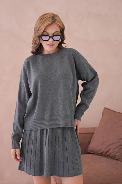 Park Karon Set de tricotaje din două piese pentru femei guler rotund