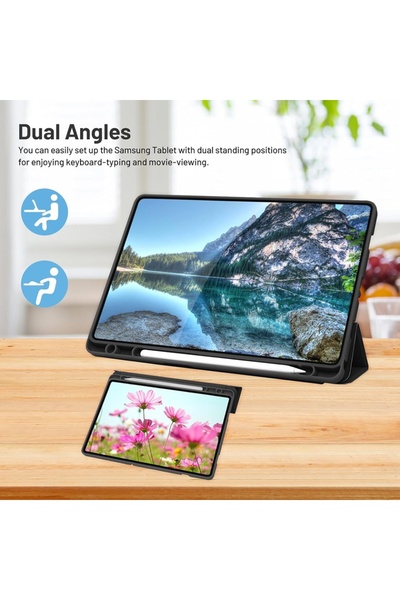 SKYDDAR INNOVATION Husă pentru tabletă Samsung Galaxy Tab A9 Plus, suport pentru creion, pliere flexibilă, set de autocolante, verde închis