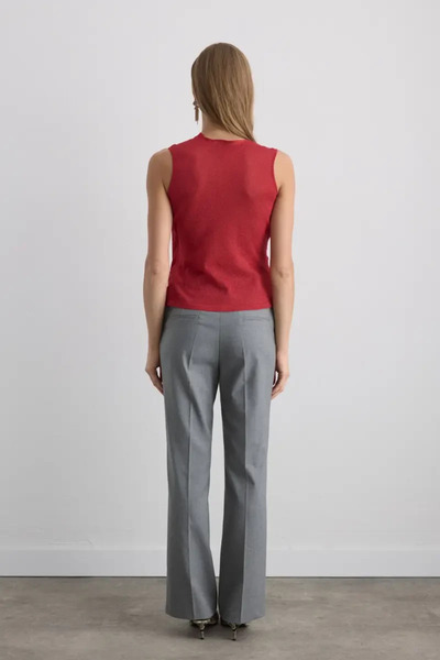 Gusto Βισκόζη Πλεκτομηχανή Μπλούζα Ασημί - Κόκκινο