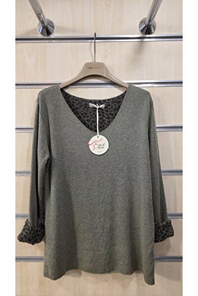 Park Moda Soft Textured Inside Leopard Pattern Sweater