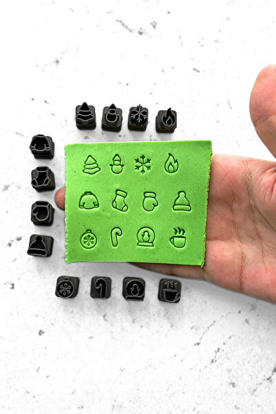 WE3D New Year's Love - Winter Themed Mini Stamp Polymer Clay Ceramic Plasticine Stamp Set - 1cm