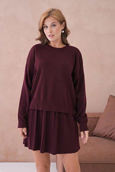 Park Karon Set de tricotaje din două piese pentru femei guler rotund