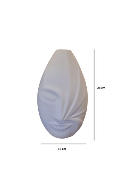 GÜLCE HOME AFYON SERAMİK UYGUR YÜZ TASARIMLI VAZO 28 x 17 cm