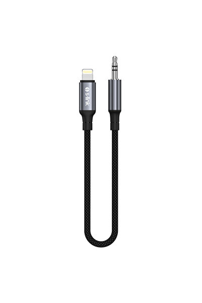 S-LINK Armor ML-01 1.2m Lightning to M AUX Örgülü Metal Başlıklı Siyah Ses Ka...