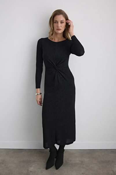 Gusto Sparkly Long Fitted Evening Dress - Cobalt