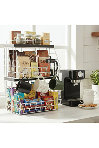 decorelax Coș de fructe cu rafturi din lemn și marmură cu 2 rafturi - poate f...