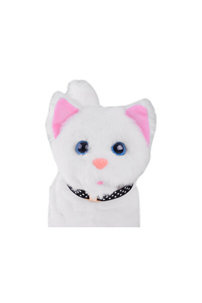 Jokomisiada Pisicuta interactiva din plus alba, merge inainte si inapoi, dimensiune 16 x 18 x 11 cm