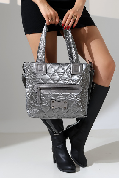 Moda Lime Quilted Large Shoulder Crossbody Women's Parachute Fabric Bag