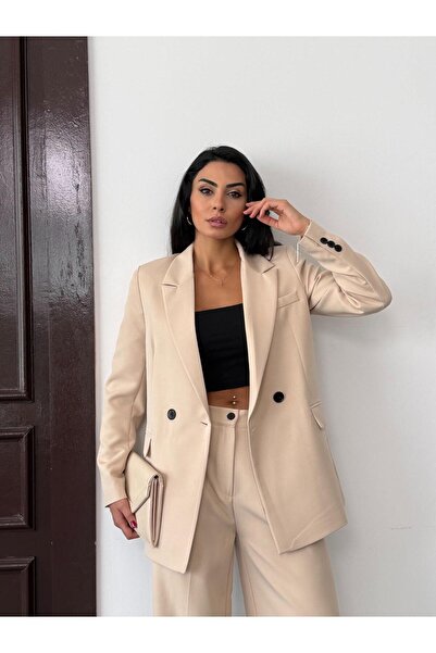 Afri Cream Women's Polly Viscon Suit – 1St. Class Fabric Blazer Jacket & Palazzo Pants Double Suit