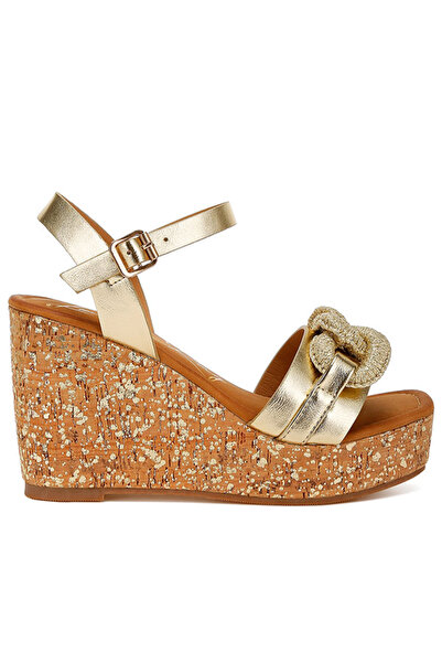 london Rag Women Cushion Chain Pin Buckle Wedges in Black