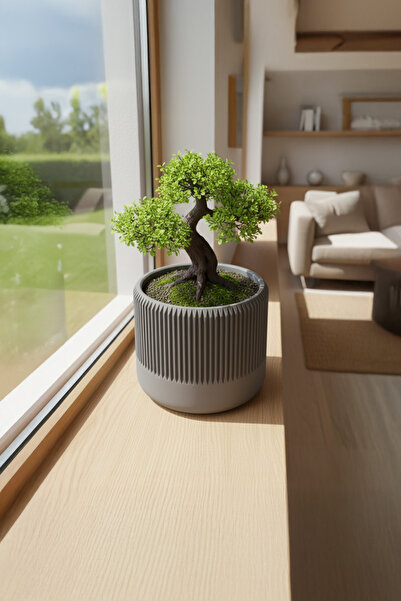 OEM Tall decorative pot with vertical design – Graphite Mist color