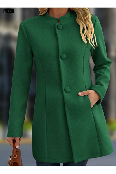 moda wanilia Women's Short Cashmere Coat with Notched Collar, Front Buttons, and Pockets – Stylish and Timeless Design