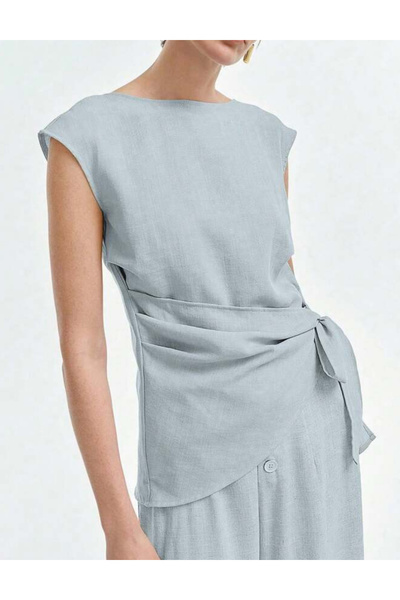 Sheya Cămașă cu mânecă scurtă Shein, albastru