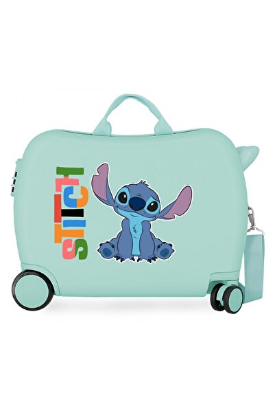 Disney Children's suitcase, ride-on, Aloha Stitch, ABS, 4 wheels, turquoise green, 50x38x20 cm