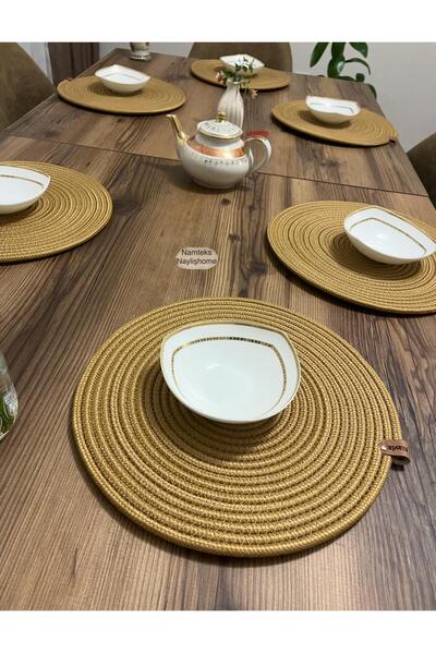Namteks 6 Pieces Black Jute Placemats / American Service Lux Presentation Plate Coasters Placemat Gift