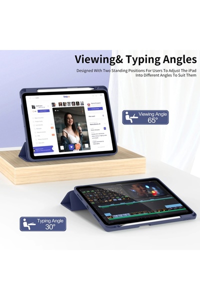 SKYDDAR INNOVATION Husă tabletă pentru iPad Air 11 (2024) / Air 11 (2025), Flex Trifold, set autocolante, verde închis