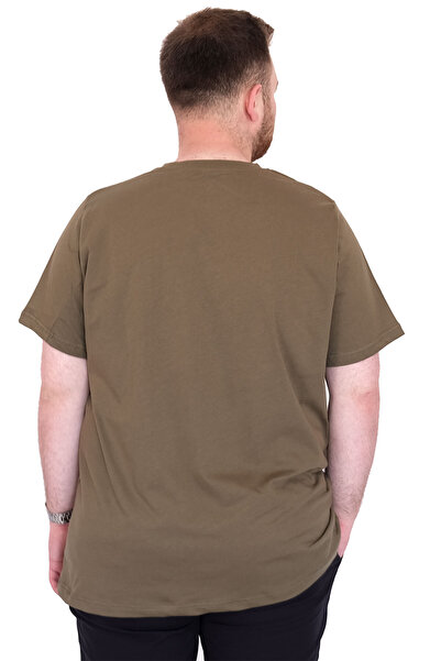 ModeXL Fashion XL Large Size Men's T-Shirt Crew Neck New York U25036 Khaki