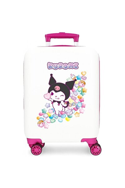 SANRIO Children's trolley, Kuromi Candies, ABS, 4 wheels, small suitcase, white-fuchsia, 50x33x20 cm