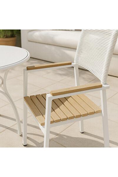 Ebticar Chic White Outdoor Tea Set – 2 Chairs & 1 Table