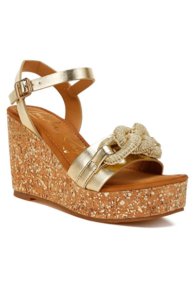 london Rag Women Cushion Chain Pin Buckle Wedges in Black