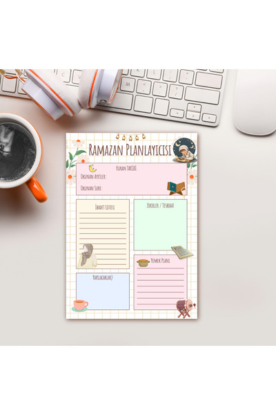 Fatofotofan Motive Edici Ramazan Planlayıcı Bloknot A5 - Günlük İbadet ve Zik...