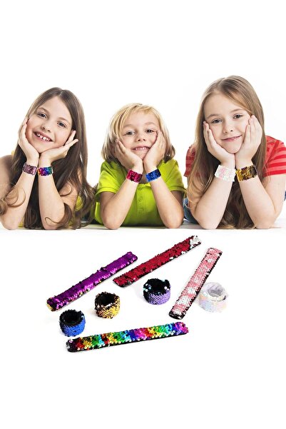 JZS 12 Pcs Mermaid Sequin Slap Bracelets for Kids