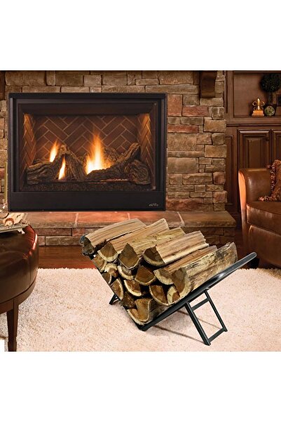 SOMINECO Katlanabilir Çelik Boru Şömine Odunluğu Siyah Metal Firewood Rack İç/Dış Mekân Odun Depolama Standı