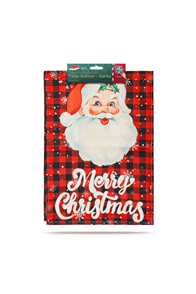 CED AUTO TRADE Decorative table runner – Santa Claus pattern and "Merry Christmas" inscription – 183 x 33 cm – ro