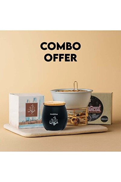 Naseem Luxury Oud Muattar Zayed Bakhoor Set with Premium Burner & 100 Charcoal Tablets