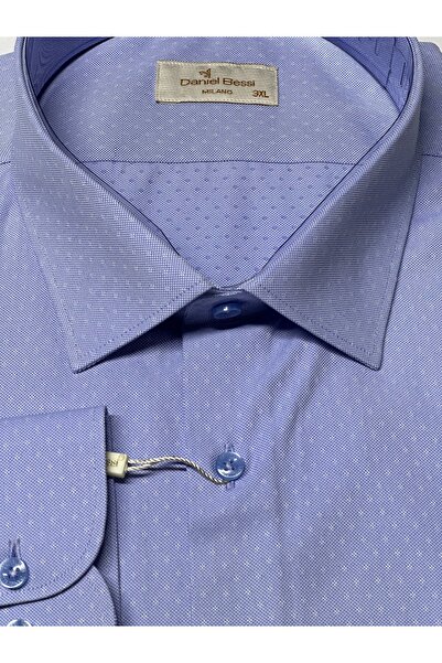 Daniel Bessi Ανδρικό πουκάμισο με μακρύ μανίκι κανονική εφαρμογή μεγάλου μεγέθους Jacquard Classic GML-490