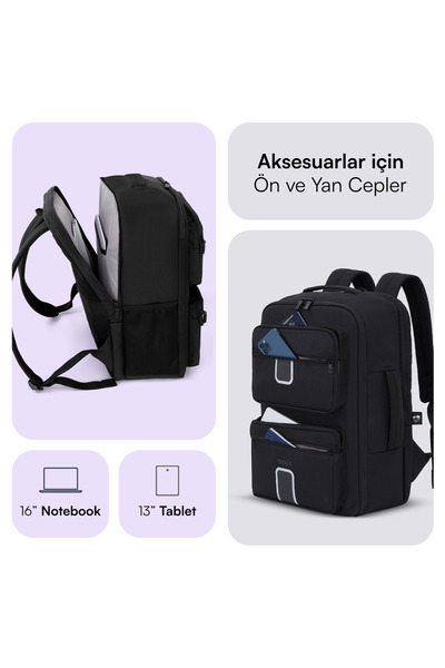 Mack Mce-1206 16'' Explor Lite 23 Liter Eco Travel Backpack Black