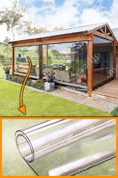 Morilu Su Geçirmez ŞEFFAF Branda Perde - DÜZ Kenar - Mika Kış Bahçesi - Şeffa...