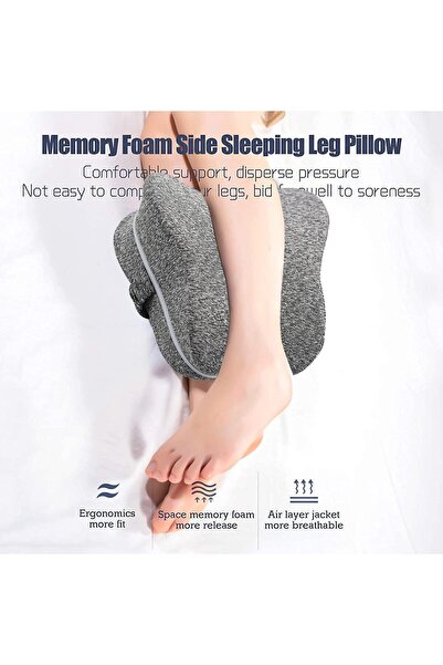 JZS Leg Knee Pillow Memory Foam Support for Side Sleepers with Strap