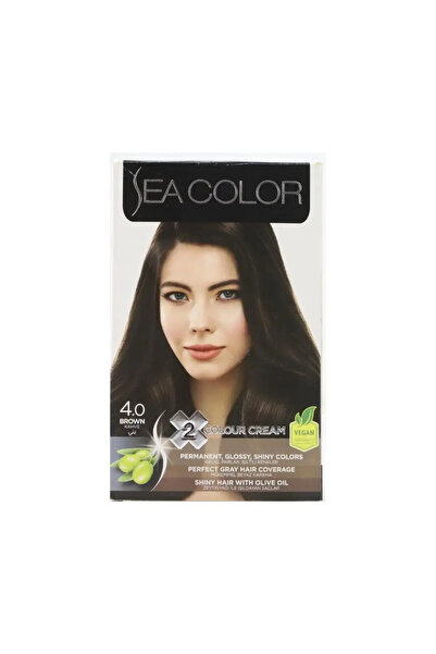 Sea Color مجموعة تلوين الشعر، كريم للشعر بزيت الزيتون لشعر لامع، 4.0 بني