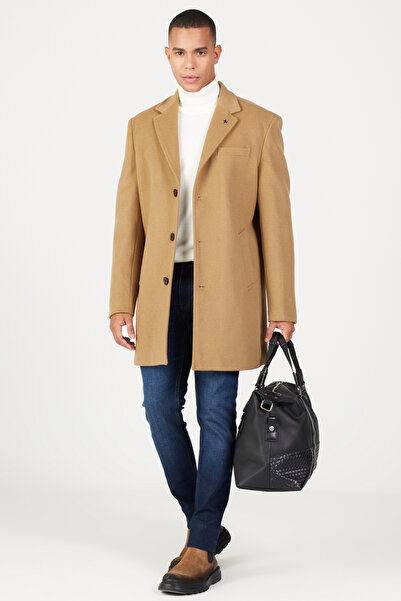ALTINYILDIZ CLASSICS Чоловіче пальто з верблюда стандартної форми з монокомірним коміром Yunlu