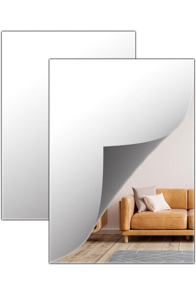 Slasa 2-Pack Self-Adhesive Acrylic Mirrors – Frameless HD Wall Mirror (40×30 cm)