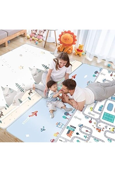 Genericc سجادة لعب إسفنجية قابلة للطي والعكس للأطفال، خالية من مادة BPA، للاس...