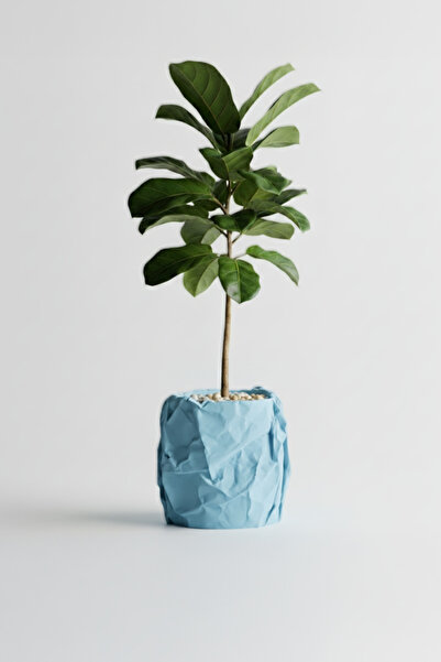 OEM Decorative pot, Crumpled Design, Arctic Blue