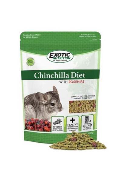 Exotic Nutrition Chinchilla Diet with Rose Hips 2LB